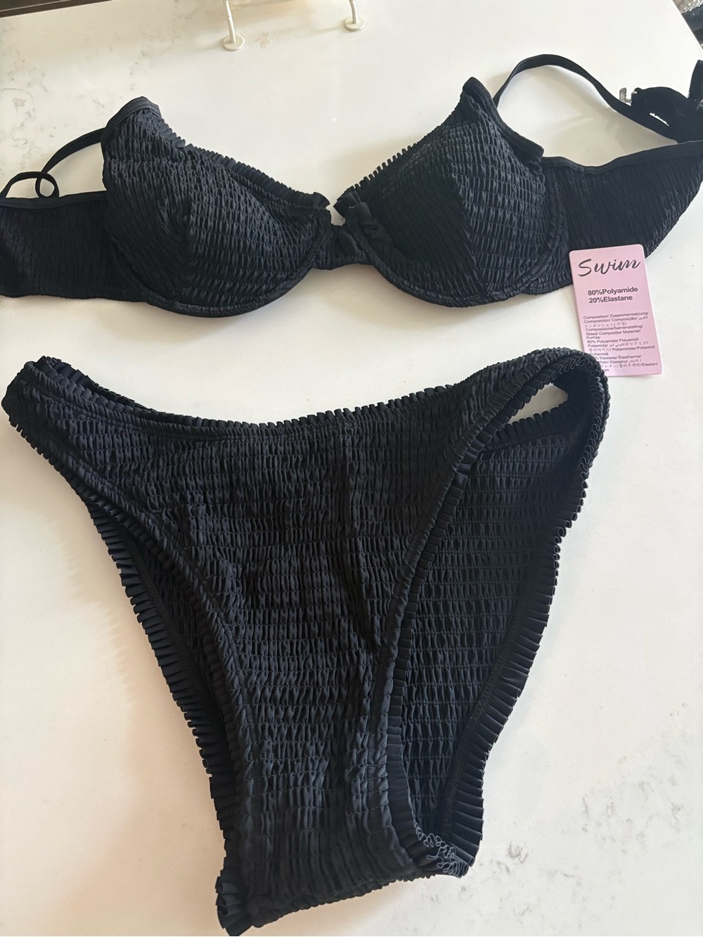SHEIN XL - Textured Two-Piece Bikini Set